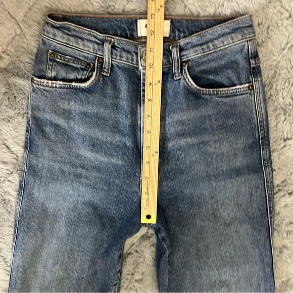 AGOLDE Pinch Waist High Rise Kick Jeans Womens Size 27 Raw Hem Ankle Crop Denim - Picture 7 of 16